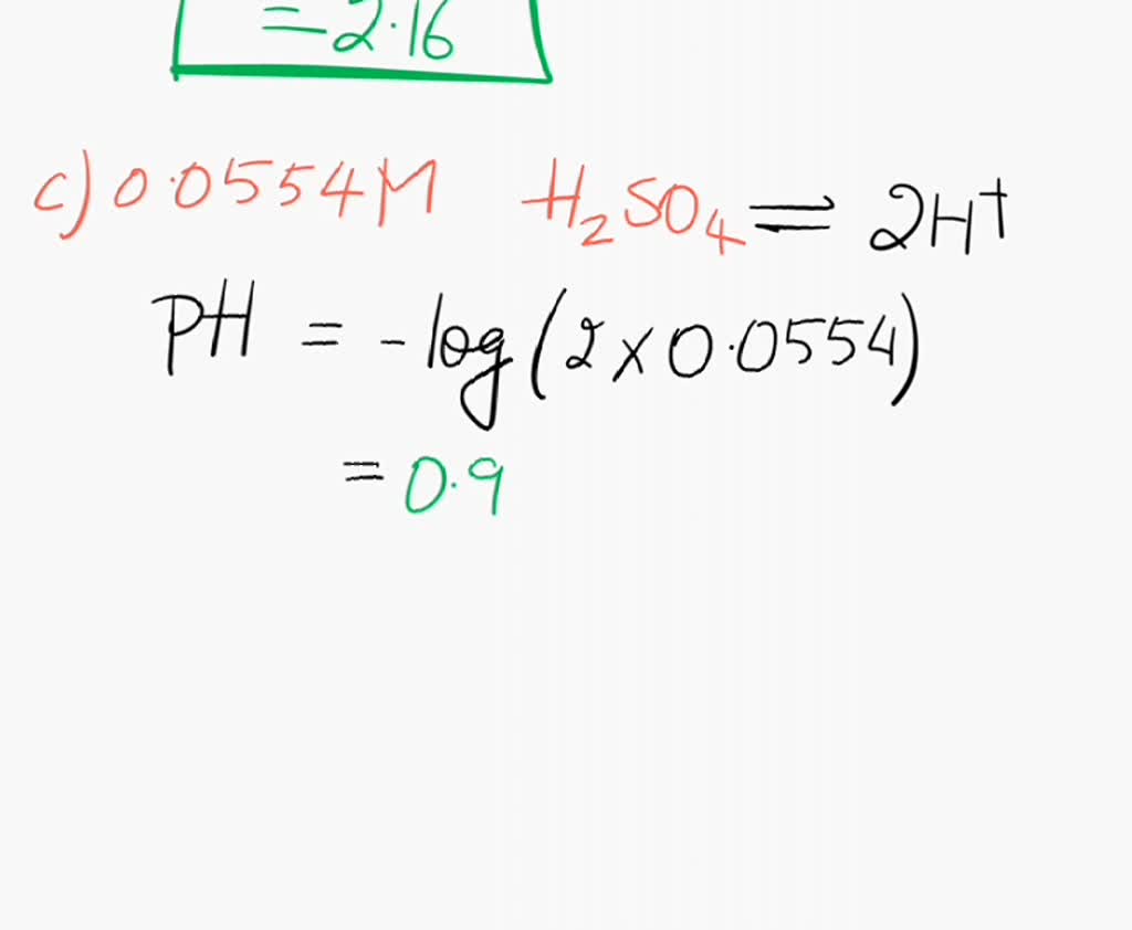 SOLVED: Calculate the pH of the following solutions: 0.025 M HCl 0.0069 ...