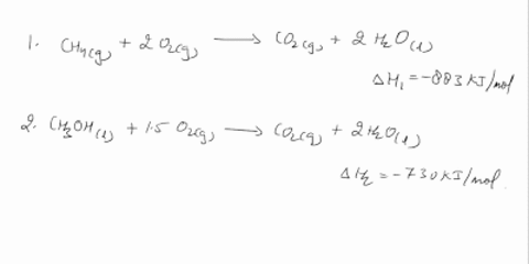 please-answer-all-thanks-methanol-is-manufactured-by-the-partial-combustion-of-methane-under-pressure-using-a-copper-catalyst-ch4g-12-o2g-ch3ohl-enthalpies-of-combustion-are-in-kj-mol-1-ch4g-04106