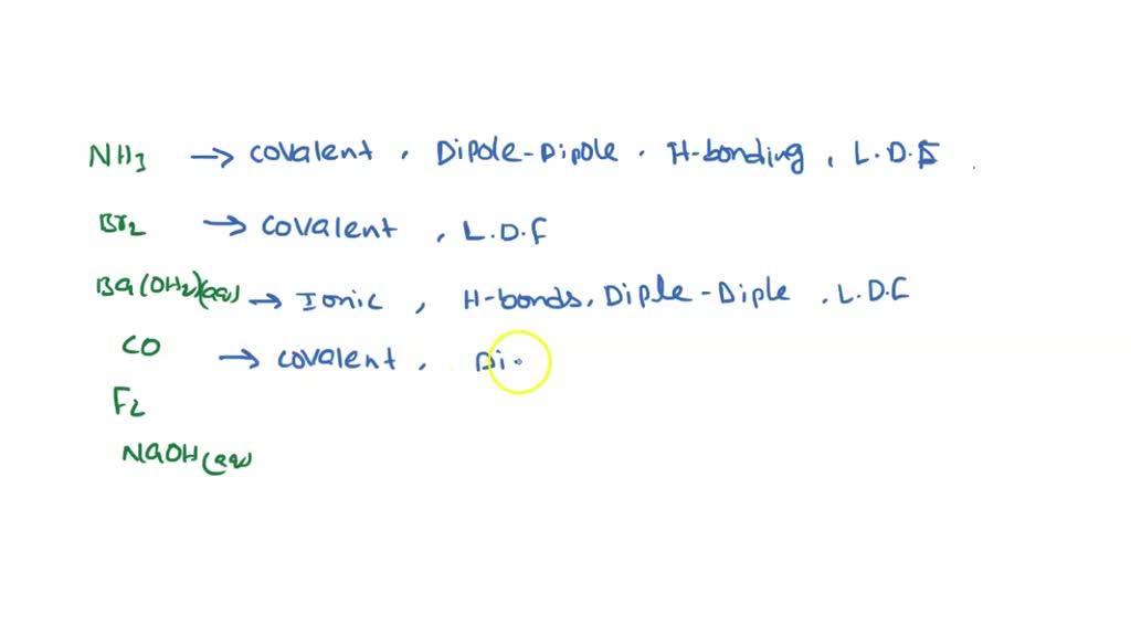 SOLVED Part I What are the intermolecular forces (IMFs) in each of