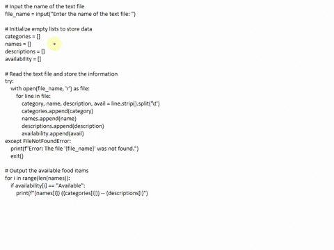 1211-lab-parsing-food-data-given-a-text-file-containing-the-availability-of-food-items-write-a-program-that-reads-the-information-from-the-text-file-and-outputs-the-available-food-items-the-11036