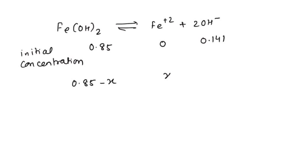 SOLVED: Asaturated solution of iron(II) hydroxide has Molar solubility ...