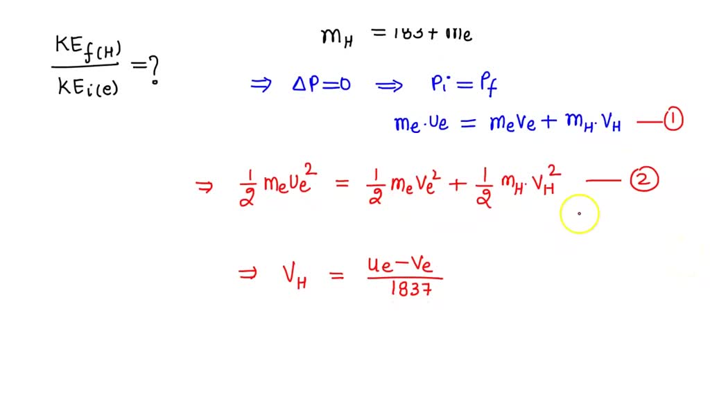 Solved An Electron Collides Elastically With A Stationary Hydrogen Atom The Mass Of The 5475