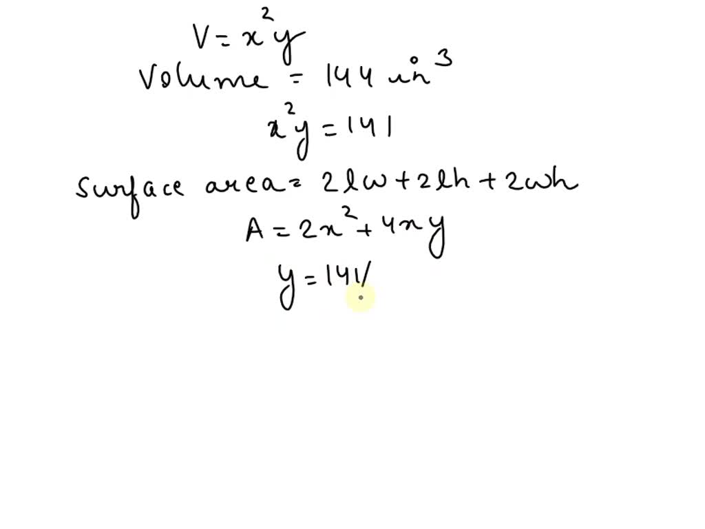 SOLVED: Minimizing Packaging Costs What are the dimensions of a closed ...