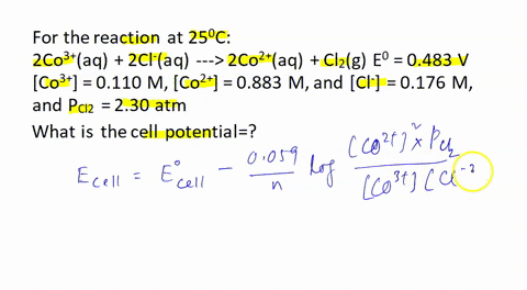 for-the-reaction-2co3-aq-2c1-aq_2co2aq-ch-g-ep-0483-v-what-is-the-cell-potential-at-25-c-if-the-concentrations-are-co3-0110-m-co2-0883-m-and-cl-0176-m-and-the-pressure-of-cl2z-is-pclz-230-at-21166