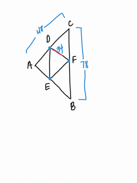 question-36-in-the-figure-below-points-d-e-and-f-are-the-midpoints-of-the-sides-of-a-abc-suppose-df34-ac48-and-bc78-find-the-following-lengths