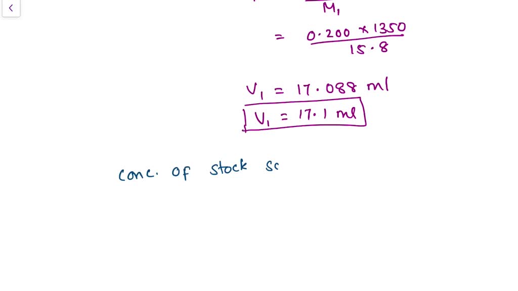 SOLVED A) You have a stock solution of 15.8 M NH3. How many