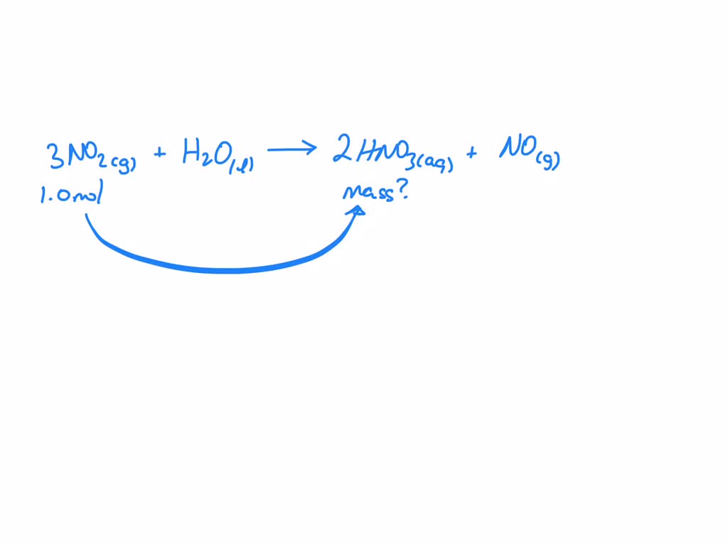 SOLVED: How many grams of HNO3 are produced for every 1.0 mol of NO2 ...