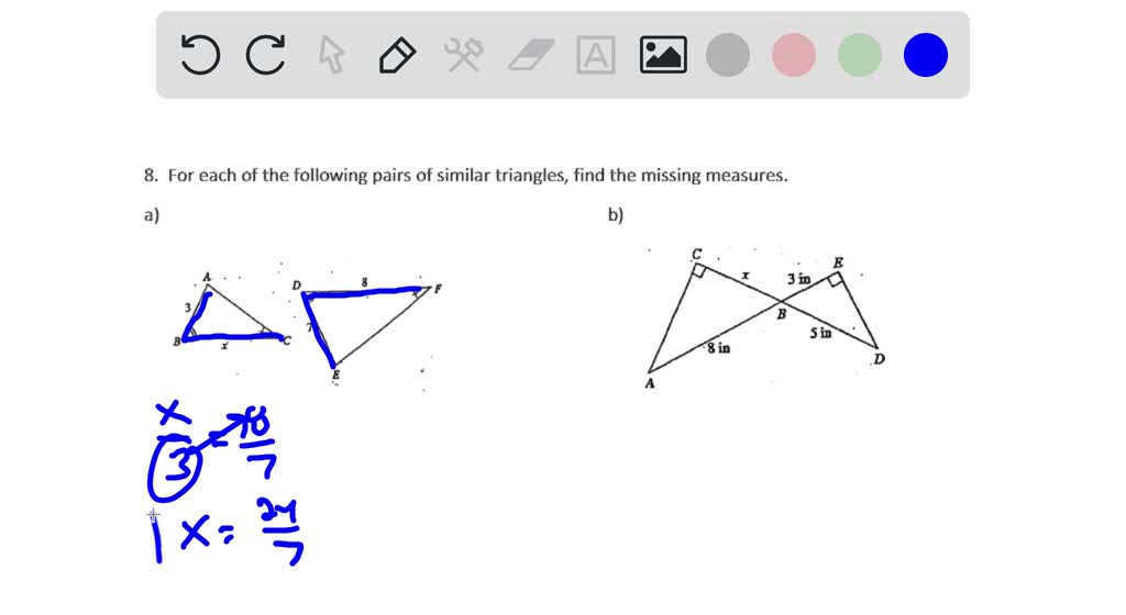 solved-for-each-of-the-following-pairs-of-similar-triangles-find-the