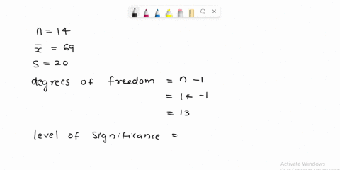 a-simple-random-sample-of-size-n14-is-drawn-from-a-population-that-is-normally-distributed-the-sample-mean-is-found-to-be-x69-and-the-sample-standard-deviation-is-found-to-be-s20-construct-a-70105