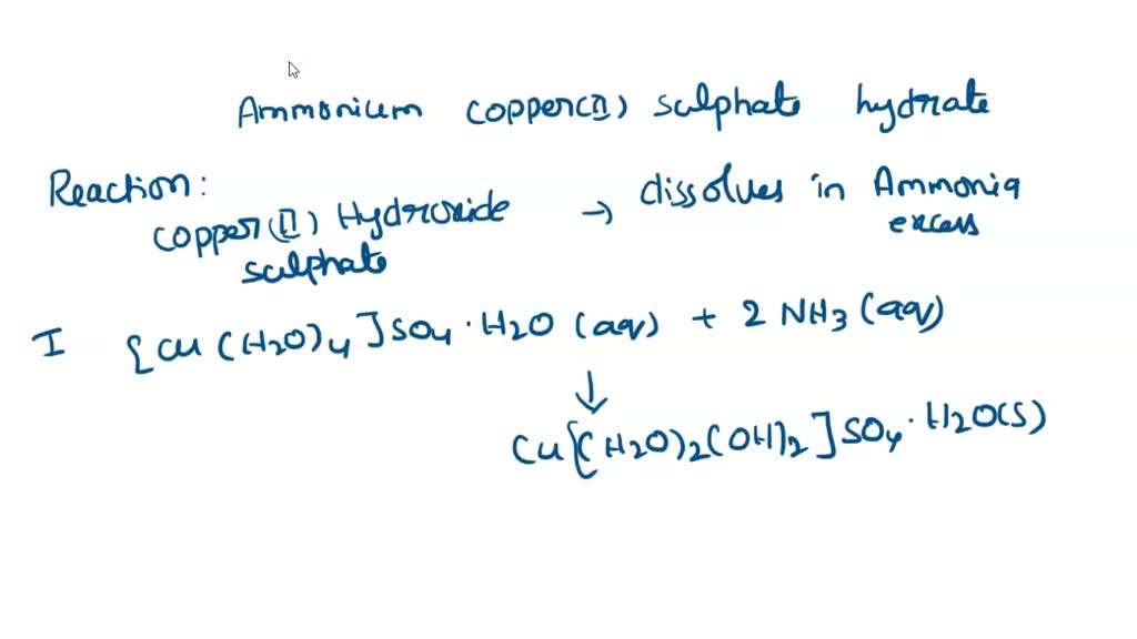 Give an equation for the formation of ammonium copper(II) sulphate