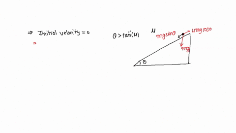 a-block-of-mass-m-slides-down-a-rough-inclined-plane-of-inclination-with-horizontal-with-zero-initial-velocity-the-coefficient-of-friction-between-the-block-and-the-plane-is-with-tan-1-rate-of-work-do