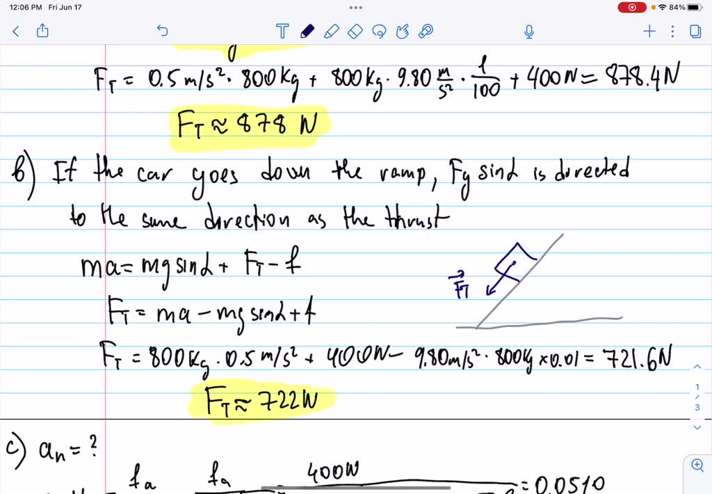 SOLVED: The car moves up along a ramp with a constant acceleration “a ...