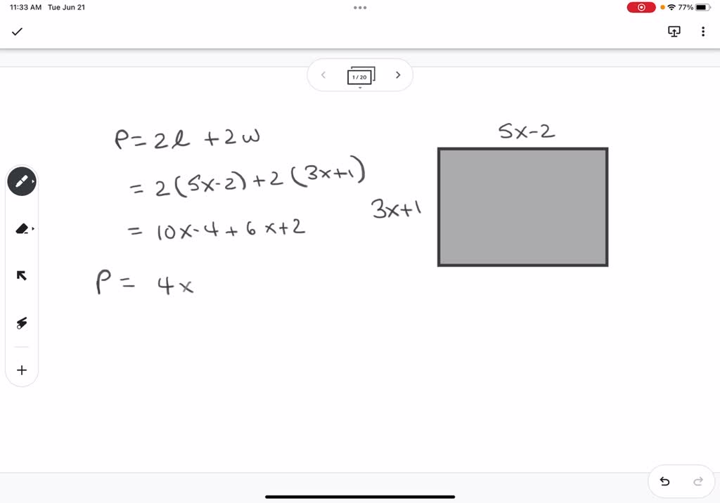 SOLVED Zohar is using scissors to cut a rectangle with a length of 5x
