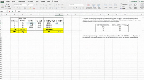 6.14 The following table shows the midterm and final exam...