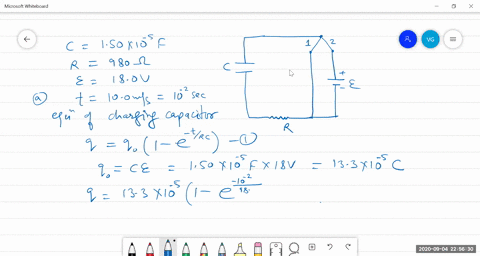 compute-the-voltagc-drops-actoss-the-resistor-just-after-the-switch-thrown-from-position-2-back-t0-position-voltage-5-drops-across-the-resistor-compute-the-voltage-drops-across-the-capacitor-56923