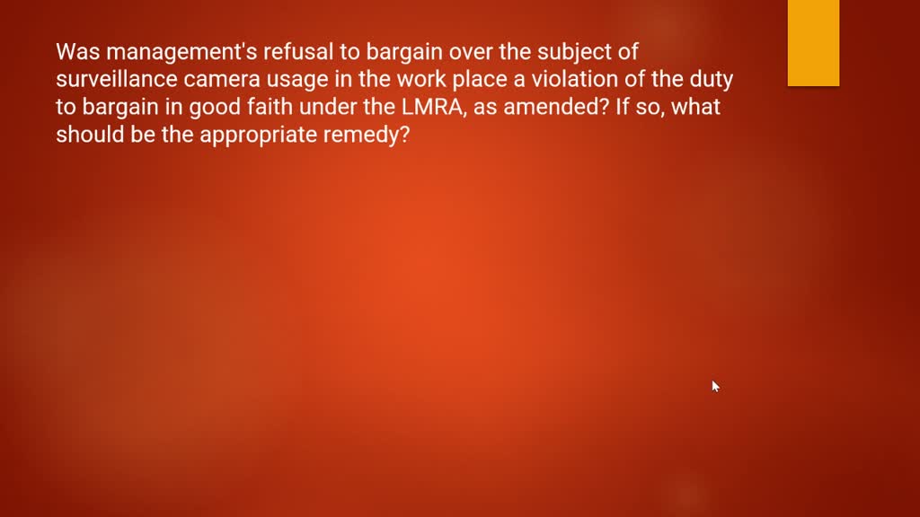 SOLVED 1. What is a mandatory subject of bargaining? 2. Can a union