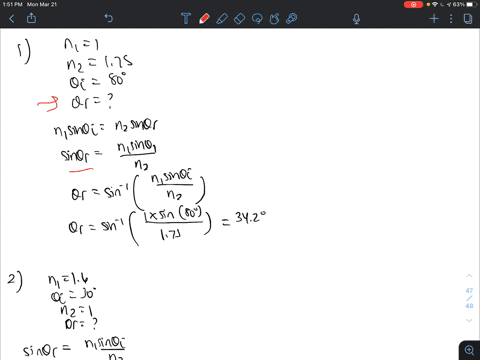 what-will-the-angle-of-refraction-be-for-a-beam-of-light-moving-from-air-into-a-prism-if-the-angle-of-incidence-is-80-and-the-prisms-index-of-refraction-is-175-snells-law-also-applies-to-sit-06264