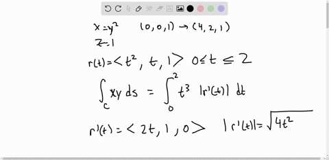 compute-the-line-integral-with-respect-to-arc-length-of-the-function-fx-y-z-xy-along-the-curve-curve-by-etting-be-the-parameter-t-from-0_-1-to-4-2-1-in-the-plane-hint-parametrize-the-65982