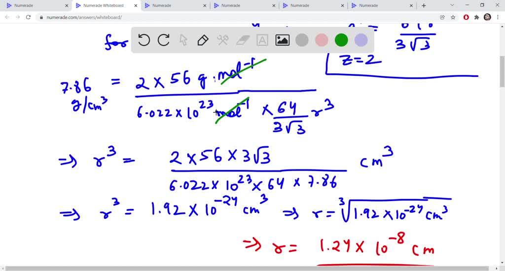 Iron at room temperature crystallizes in a BCC unit cell with a density
