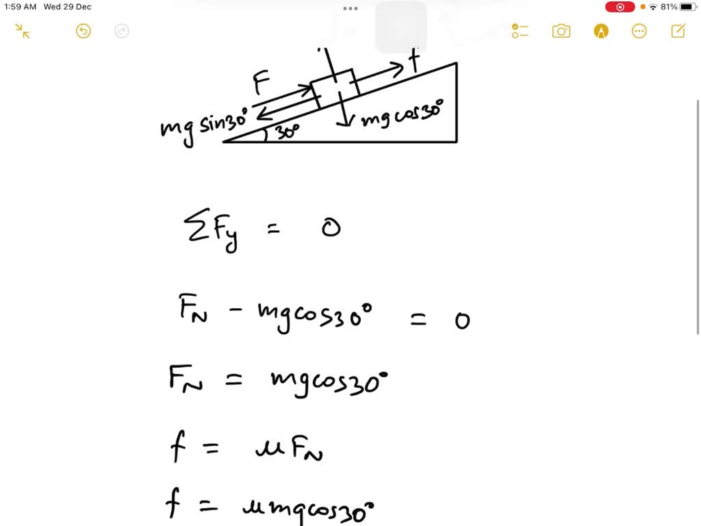 SOLVED A 4.0kg block slides down a 30degree incline at a constant