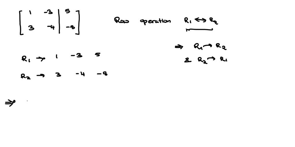 SOLVED Perform the row operation R1 R2 on the matrix below. 1