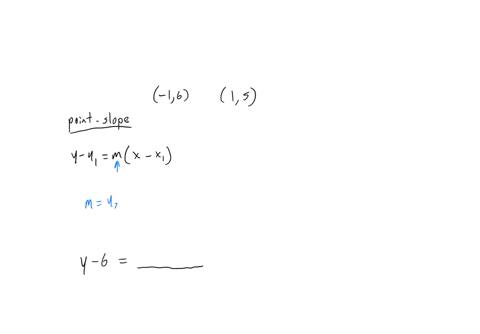 complete-the-point-slope-equation-of-the-line-through-1616left-parenthesis-minus-1-comma-6-right-parenthesis-and-1515left-parenthesis-1-comma-5-right-parenthesis-use-exact-numbers-y-6-25898