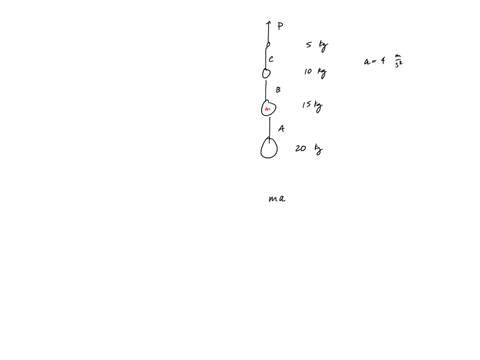 9-a-series-of-weights-connected-by-very-light-cords-are-given-an-upward-acceleration-of-400-ms2-by-a-pull-pas-shown-in-the-figure-to-the-rightaband-c-are-the-tensions-in-the-connecting-cords-92857