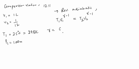 the-typical-compression-ratio-for-a-diesel-engine-is-121-calculate-the-final-temperature-in-k-produced-by-a-reversible-adiabatic-compression-of-a-sample-of-air-from-its-initial-volume-to-one-23688
