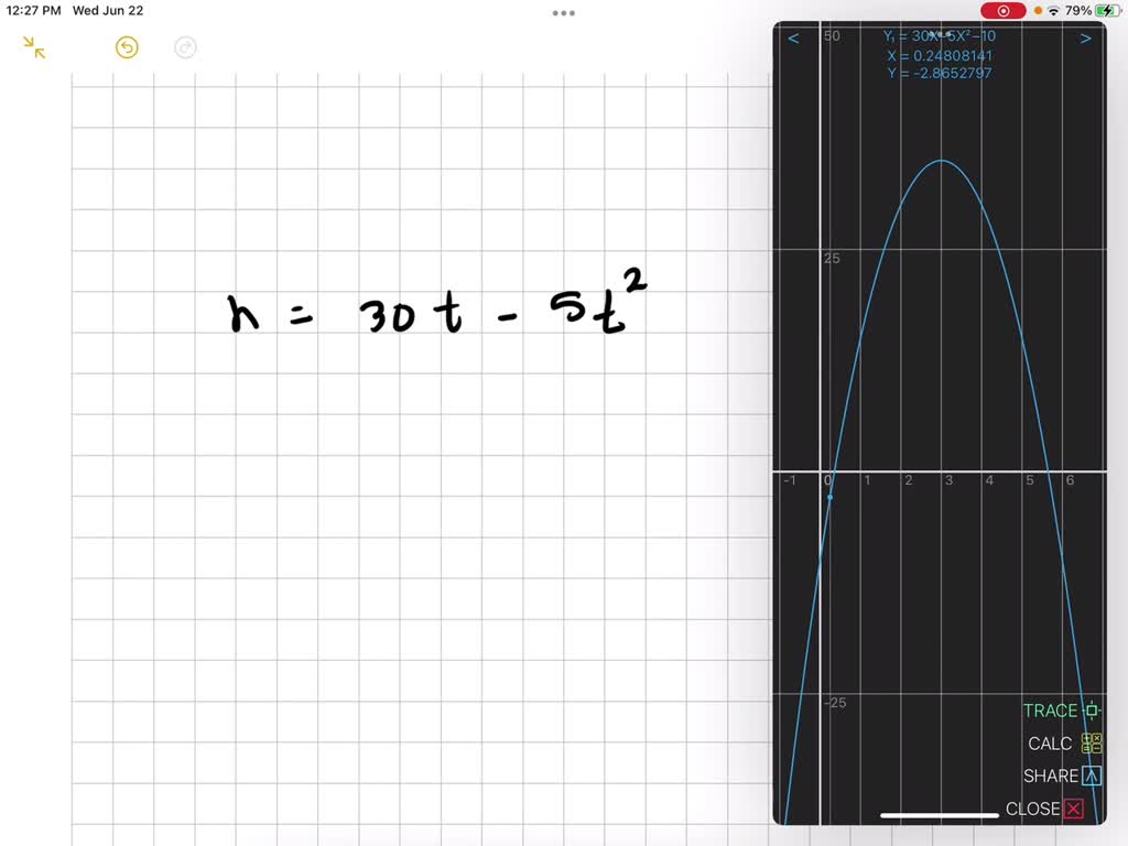 SOLVED A model rocket is launched with an initial upward velocity of 30 m/s. The rocket's