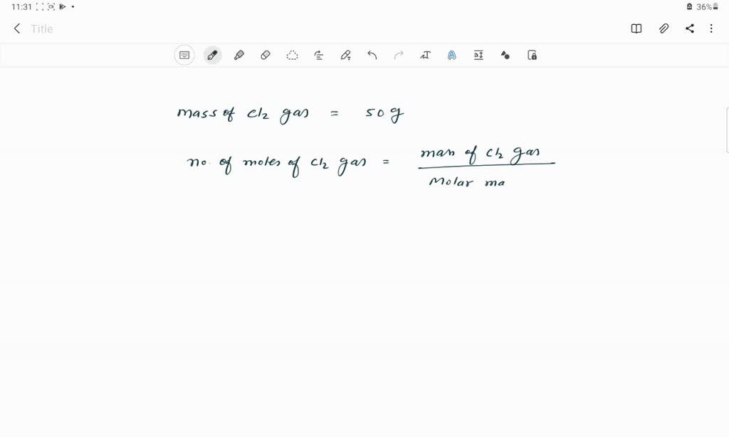 SOLVED Calculate the number of moles of Chlorine (Clâ‚‚) in 50.0 grams of Clâ‚‚.