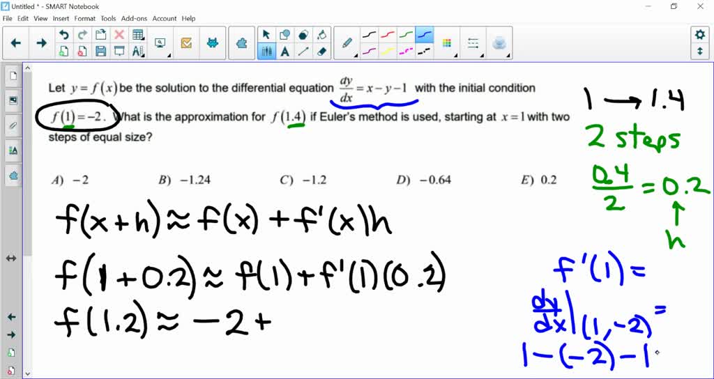 SOLVED: Let y= f (x)be the solution to the differential equation dy =x ...