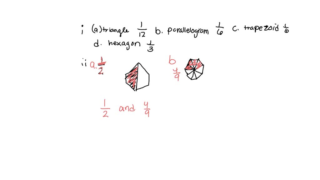 SOLVED: Let 3 hexagons represent a " whole" . One Whole What fraction ...
