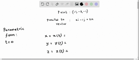 point-find-the-vector-and-parametric-equations-for-the-line-through-the-point-p-1-5-1-and-parallel-to-the-vector-4i-_-ij-2k-vector-form-r-t-2-parametric-form-parameter-and-passing-through-p-77756
