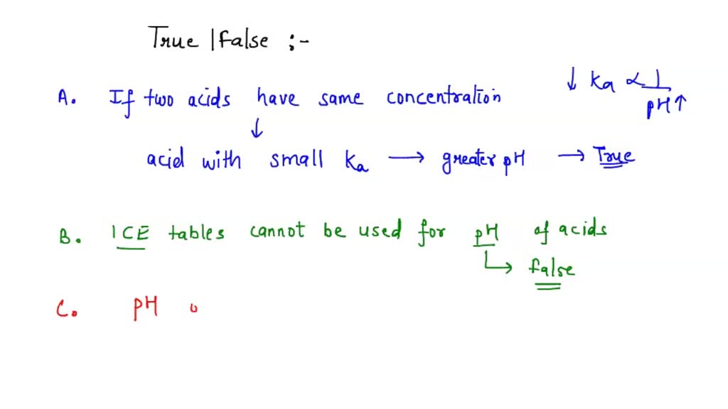 SOLVED Which of the statements below is FALSE regarding weak acids or