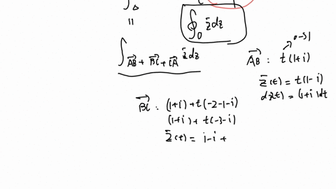 along-the-curves-given-below-zdz-there-is-a-line-above-z-so-it-represents-the-conjugate-of-z-calculate-the-line-integral-a-a-triangle-with-positively-oriented-vertices-a-0-b-1-i-and-c-2-b-positively-o