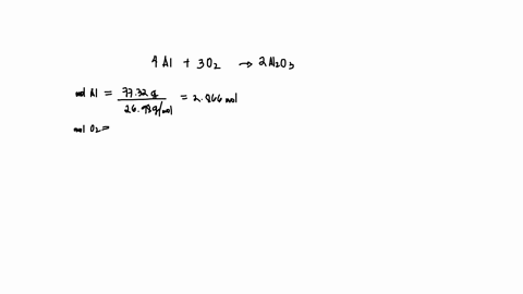 aluminium-oxide-forms-when-al-reacts-with-o2-a-mixture-of-7732g-of-al-and-11565-g-o2-is-allowed-to-react-what-is-limiting-reactant-and-what-is-the-mass-in-grams-of-the-excess-reactant-remain-95732