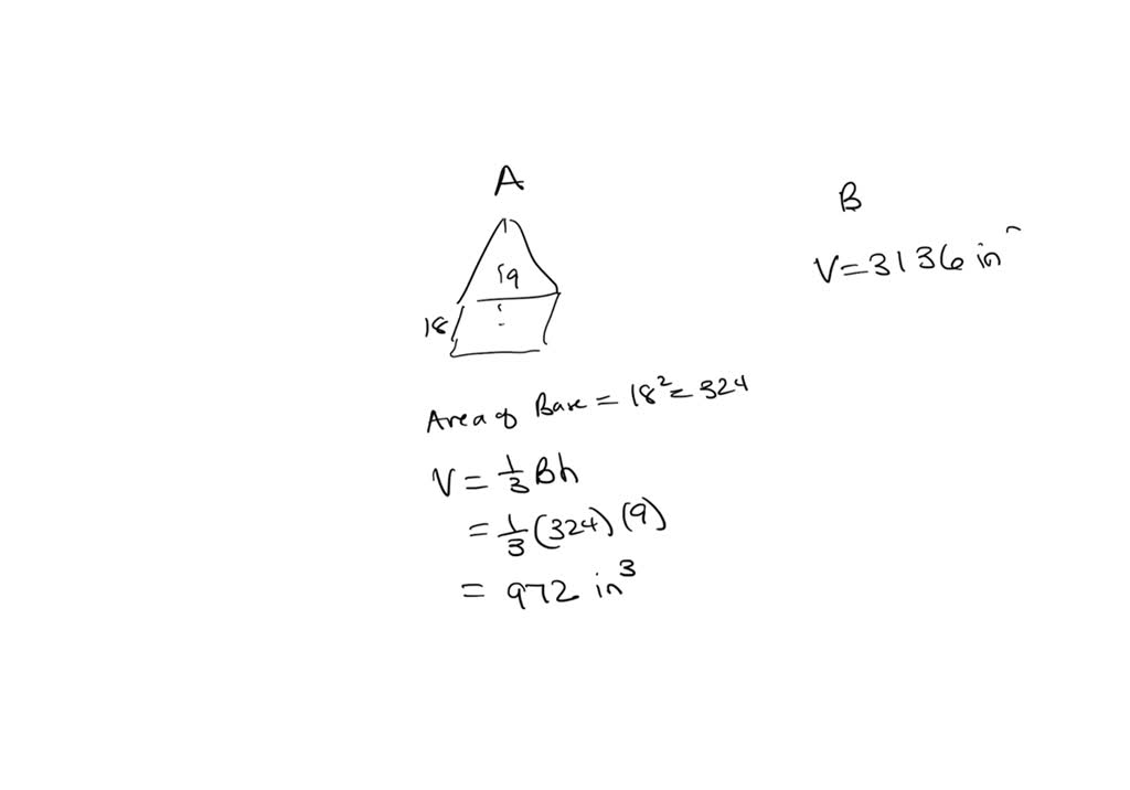 Pyramid A Is A Square Pyramid With A Base Side Length Of 18 Inches And ...