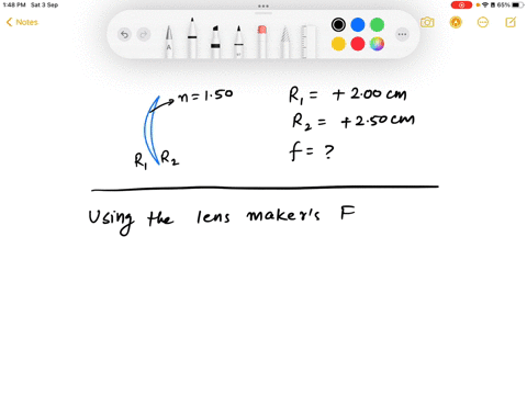 a-contact-lens-is-made-of-plastic-with-an-index-of-refraction-of-150-the-lens-has-an-outer-radius-of-curvature-of-200-cm-and-an-inner-radius-of-curvature-of-250-cm-what-is-the-focal-length-o-87286