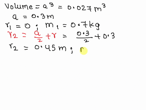 a-uniform-cube-with-mass-0700-kg-and-volume-00270-m3-is-sitting-on-the-floor-a-uniform-sphere-with-radius-0300-m-and-mass-0900-kg-sits-on-top-of-the-cub