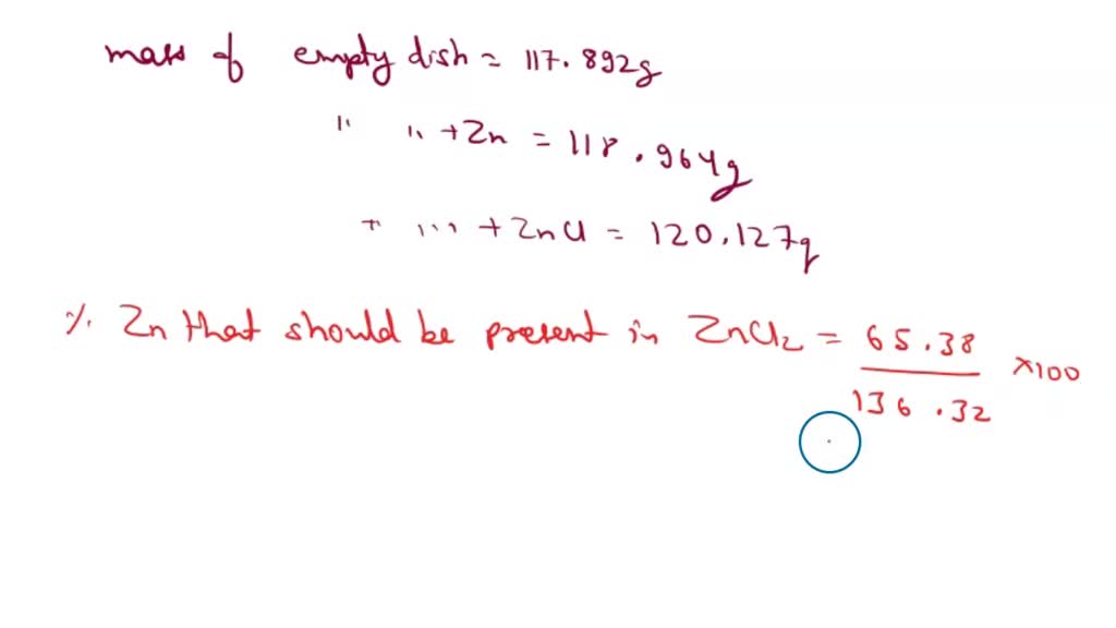 SOLVED DATA a) Mass of the empty evaporating dish 117.892 g b) Mass of evaporating dish plus