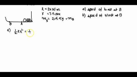 a-spring-with-spring-constant-24-nm-is-compressed-a-distance-of-75-cm-by-a-ball-with-a-mass-of-2155-g-see-figure-below-the-ball-is-then-released-and-rolls-without-slipping-along-a-horizontal-74152