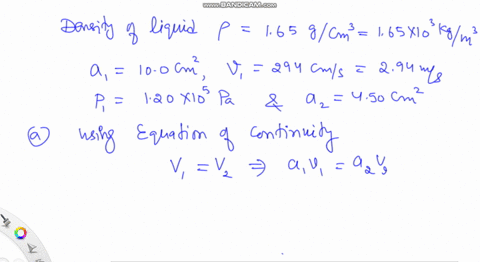 a-liquid-165-gcm3-flows-through-a-horizontal-pipe-of-varying-cross-section-as-in-the-figure-below-in-the-first-section-the-cross-sectional-area-is-100-cm2-the-flow-speed-is-294-cms-and-the-p-53449