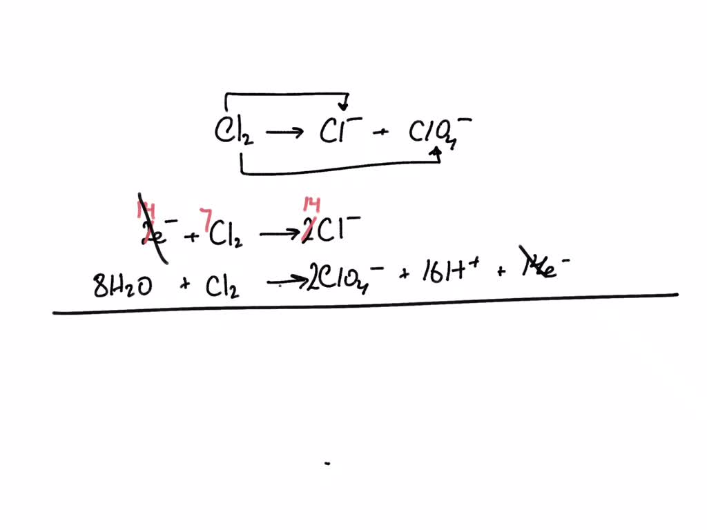 SOLVED: In basic solution, molecular chlorine, Cl 2 , reacts with ...