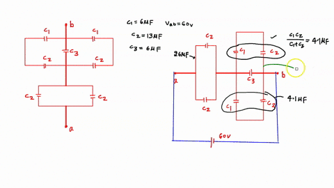 consider-the-following-figure-for-the-group-of-capacitors-connected-as-shown-in-the-figure-if-c-600-pf-c2-1300-pf-and-600-vr-a-find-the-equivalent-capacitance-between-points-and-6-if-the-pot-55018
