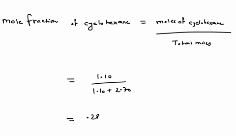 a-solution-is-composed-of-110-mol-cyclohexane-p-cy-976-torr-and-270-mol-acetone-p-ac-2295-torr-what-is-the-total-vapor-pressure-p-total-above-this-solution-express-your-answer-numerically-in-55186