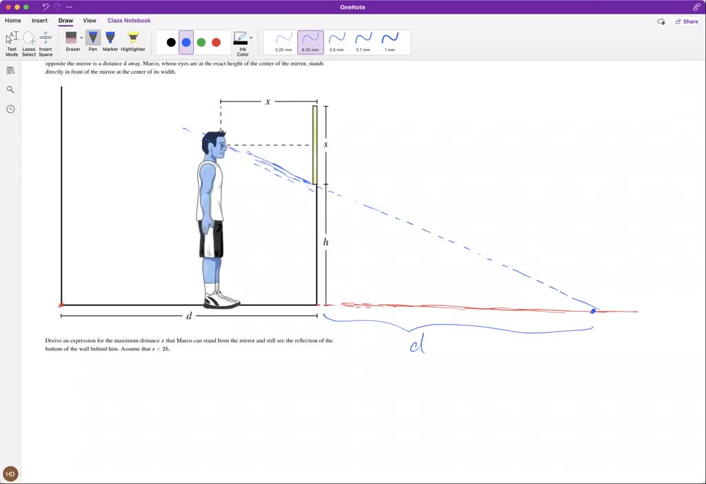 SOLVED A square plane mirror of side length hangs on wall such that
