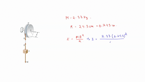 angular-acceleration-of-wheel-a-wheel-of-radius-r-243-cm-mass-m-233-kg-and-moment-of-inertia-i-is-mounted-on-a-frictionless-horizontal-axle-as-in-the-figure-a-light-cord-wrapped-around-the-w-92934