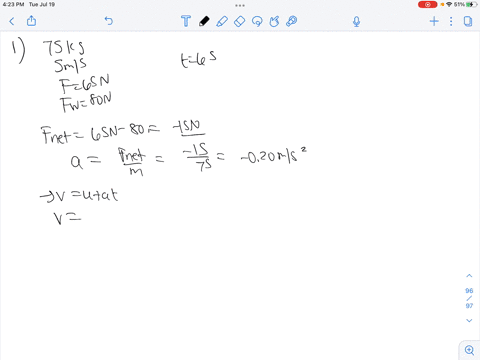 1-a-bicyclist-of-mass-75-kg-including-a-bicycle-is-casting-along-a-level-road-at-a-speed-of-50-ms-when-she-encounters-a-strong-heavy-wind-if-she-produces-a-forward-force-due-to-pedaling-of-6-73137