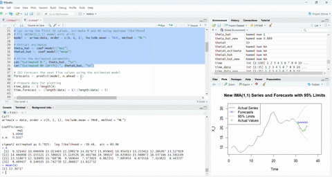 use-r-and-tsa-package-915-simulate-an-ima11-process-with-08-and-0-10-simulate-35-values-but-set-aside-the-last-five-values-to-compare-forecasts-to-actual-values-a-using-the-first-30-values-of-the-seri
