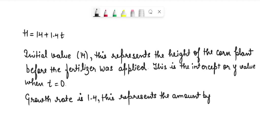 SOLVED A new fertilizer is being tested on a stalk of corn. The height